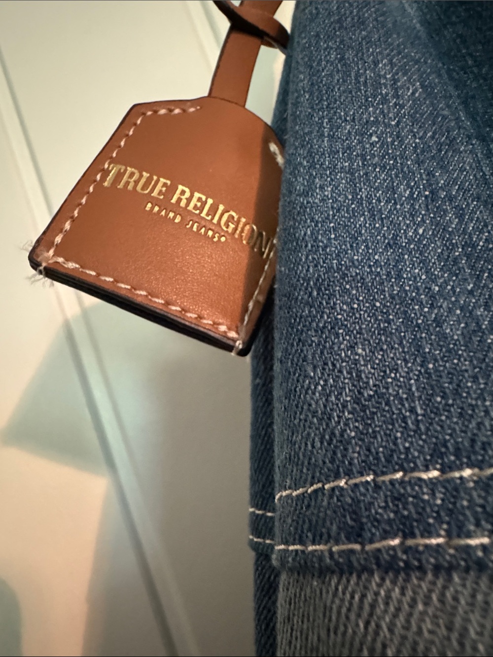 True Religion Dark Blue Denim Shoulder Bag with Front Flap Pockets - Picture 3 of 5